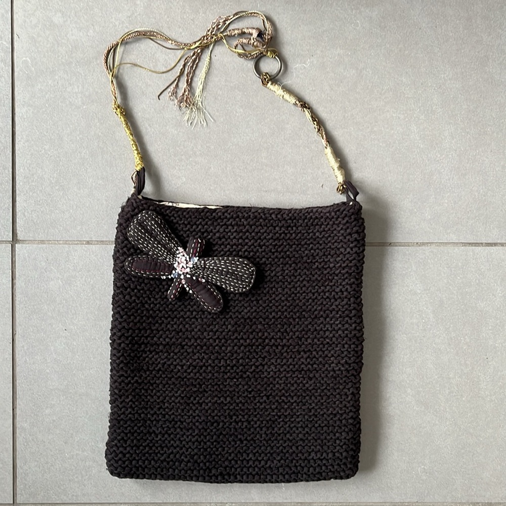 KENZO Y2K vintage dragonfly embroidered woven cotton purse